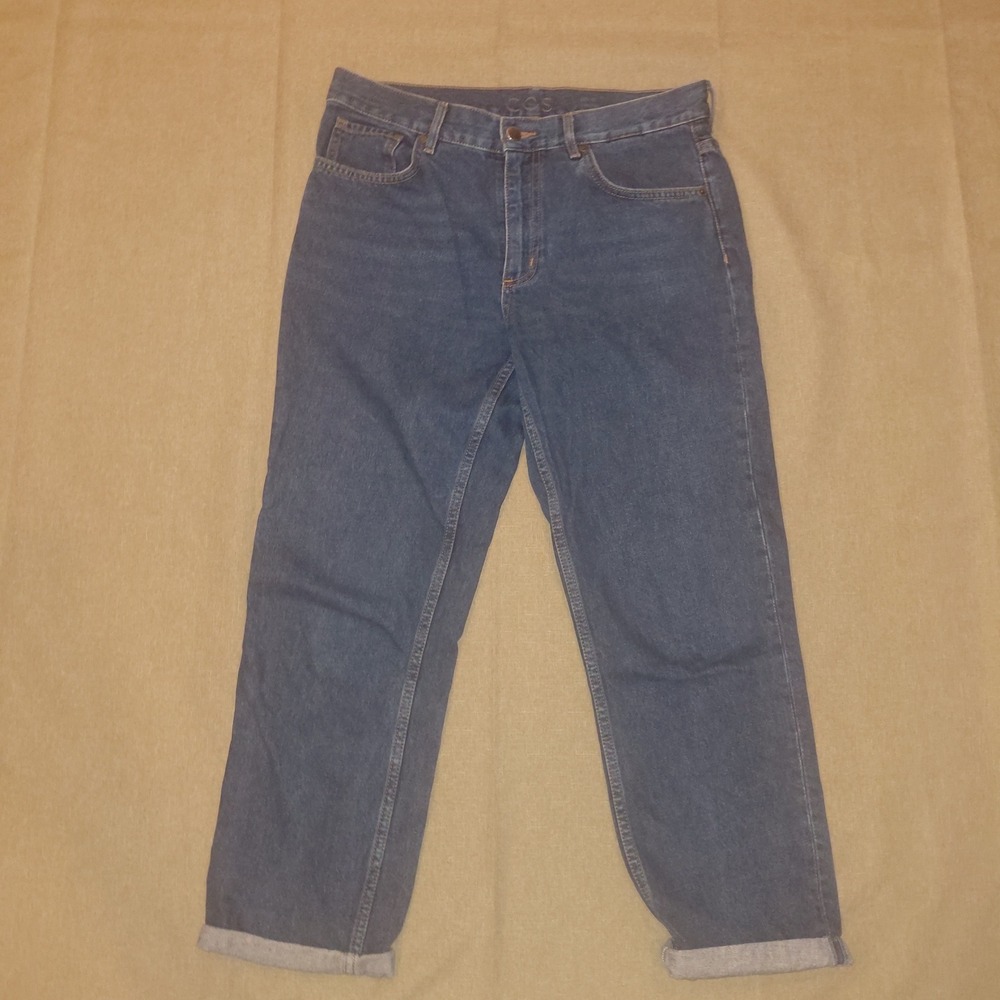 COS Slim Fit Low Rise Cropped Blue Denim Jeans Size 30 Medium Wash 100% Cotton